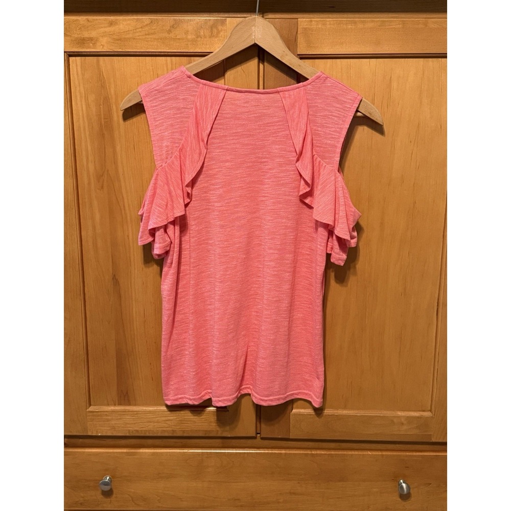 JUICY COUTURE NWT Peek A Boo Shoulder Coral Color Size Med Ruffle - Picture 5 of 5